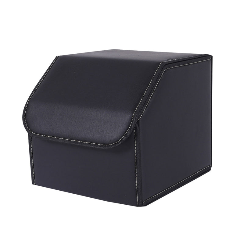 Leather Car Boot Trunk Organizer 30x30x30cm Collapsible Portable Black