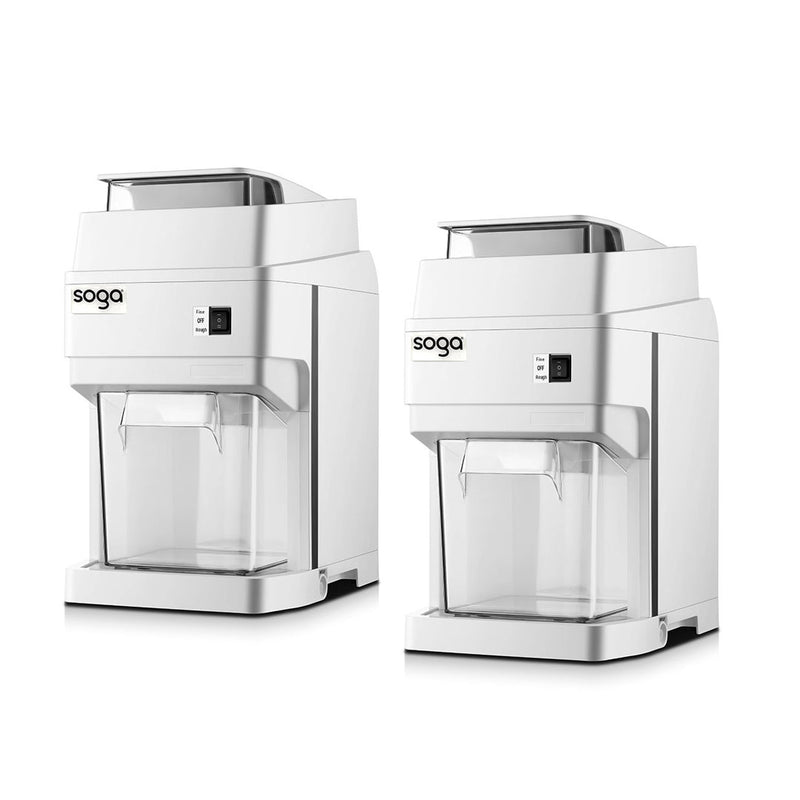 2X 300W Electric Ice Shaver Crusher Commercial Pvc Metal 120Kg Per Hour White