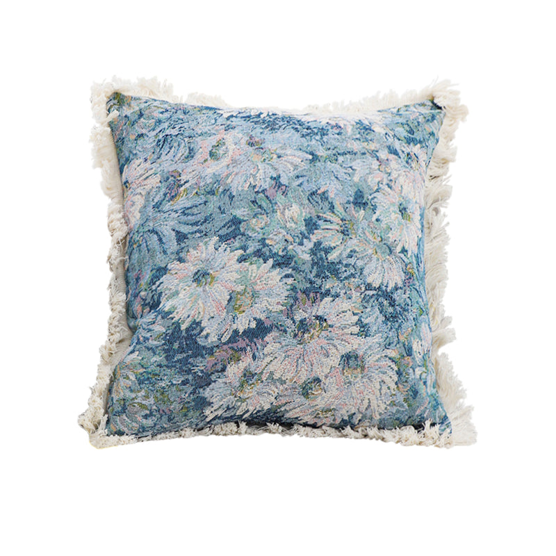 Velvet Throw Pillow 45x45cm Multicolor Floral Handmade Chic Style Cushion