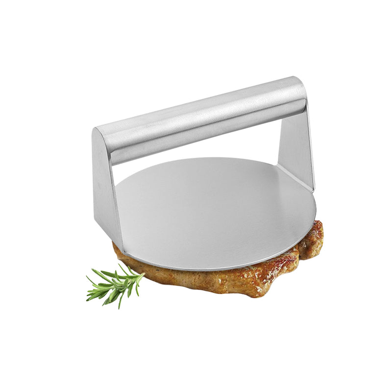 Stainless Steel Burger Press 14.5cm Nonstick Ergonomic Handle Silver