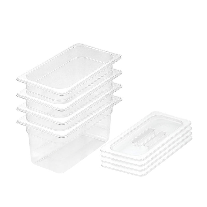150mm Clear Gastronorm Pan Polycarbonate With Lids Bundle of 4