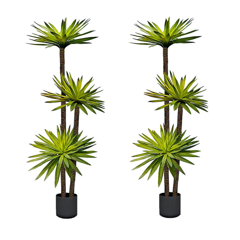 2X 180cm Artificial Yucca Tree Green 3 Branches Polyurethane Plastic