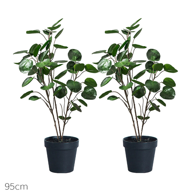 2X 95cm Artificial Potted Tree Polyethylene Realistic Green Leaves