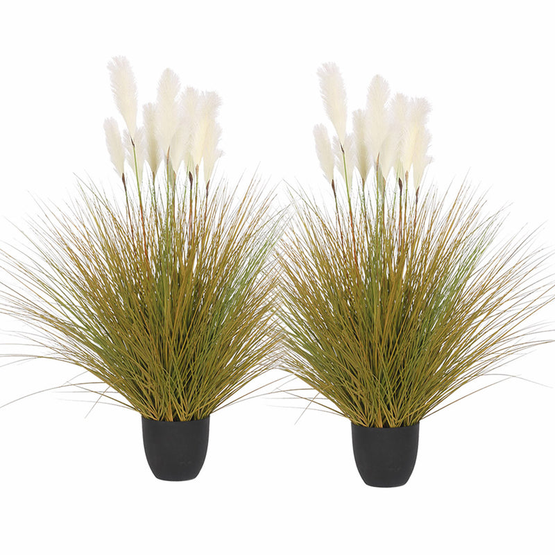 2X 137cm Artificial Reed Bulrush Grass Indoor Outdoor Fake Plant Decor Green