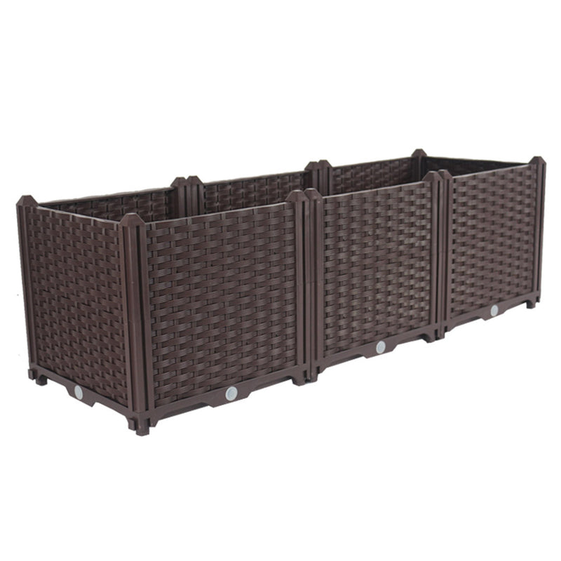 120cm Raised Planter Box Outdoor Plastic Self-Watering Garden Bed Dark Brown