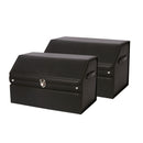 2X 56cm Leather Car Boot Storage Organizer Box Collapsible Foldable Black