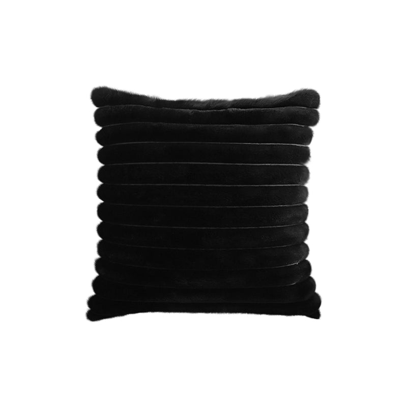 45x45 Cm Velvet Throw Pillow Fringed Raised Pattern Medieval Style Black