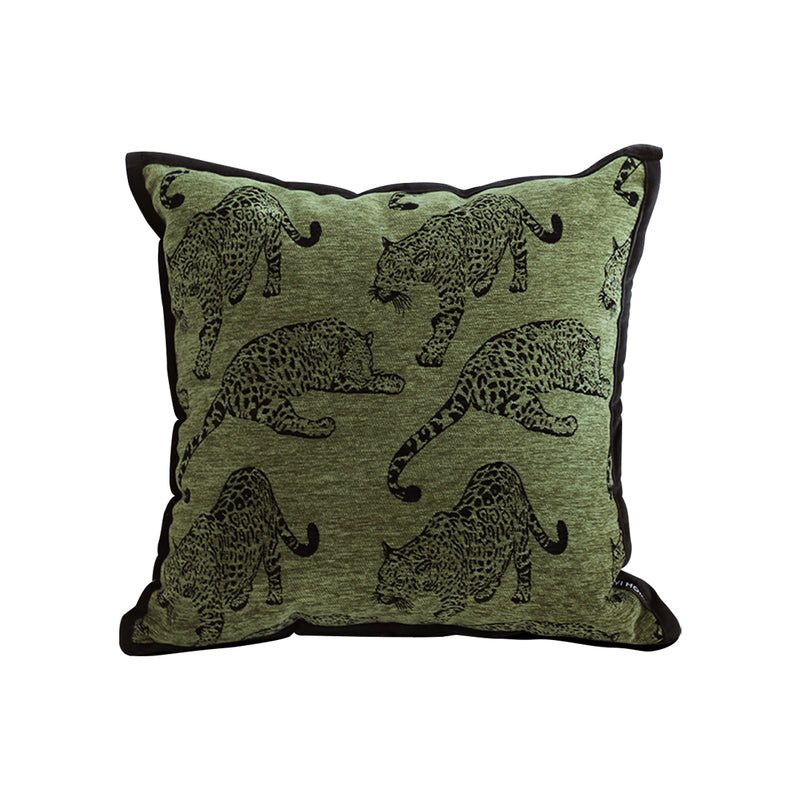Green Leopard Throw Pillow Polyester Square 40cmx45cm Retro Accent