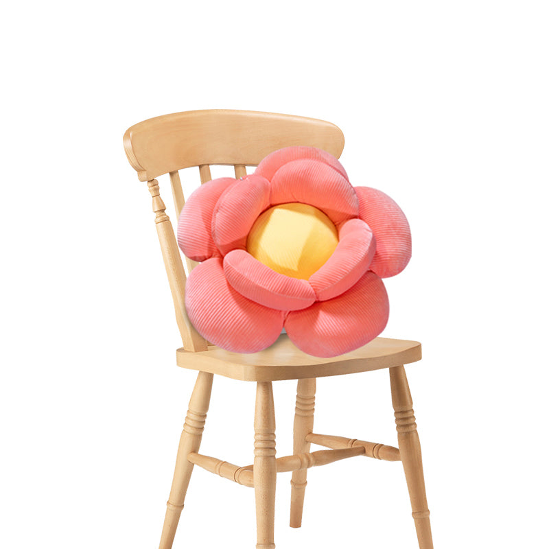 Double Flower Shaped Floor Cushion Polypropylene Cotton 70cm Plush Red