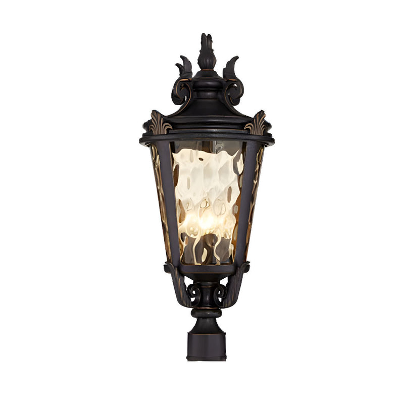 Vintage Outdoor Post Lantern 63.5cm Aluminum Amber Glass Dark Brown