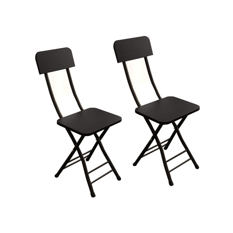Foldable MDF Chair Aluminum Legs 77cm Height Lightweight Black Set of 2
