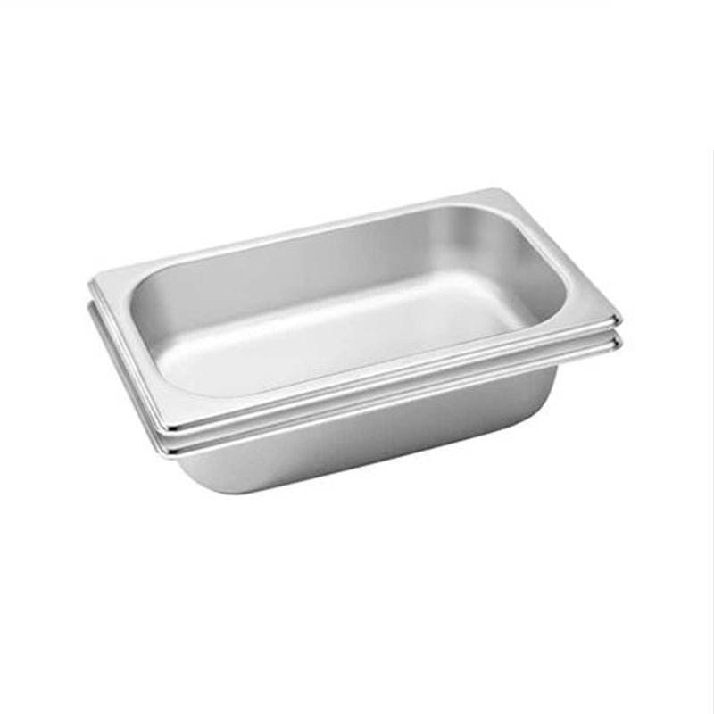 2X Full Size Gastronorm Pan 6.5cm Deep Stainless Steel Tray Stackable Durable