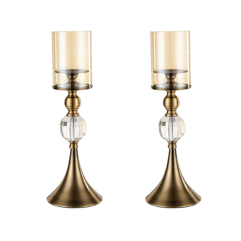 2X Glass Metal Candle Holder Stand 43cm Home Wedding Decoration