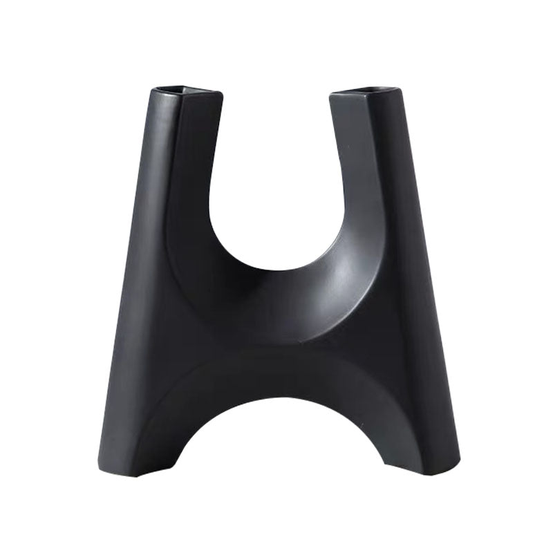 42x39cm Ceramic Bottle Holder Plant Pot Stand Black Modern Minimalist Ornament