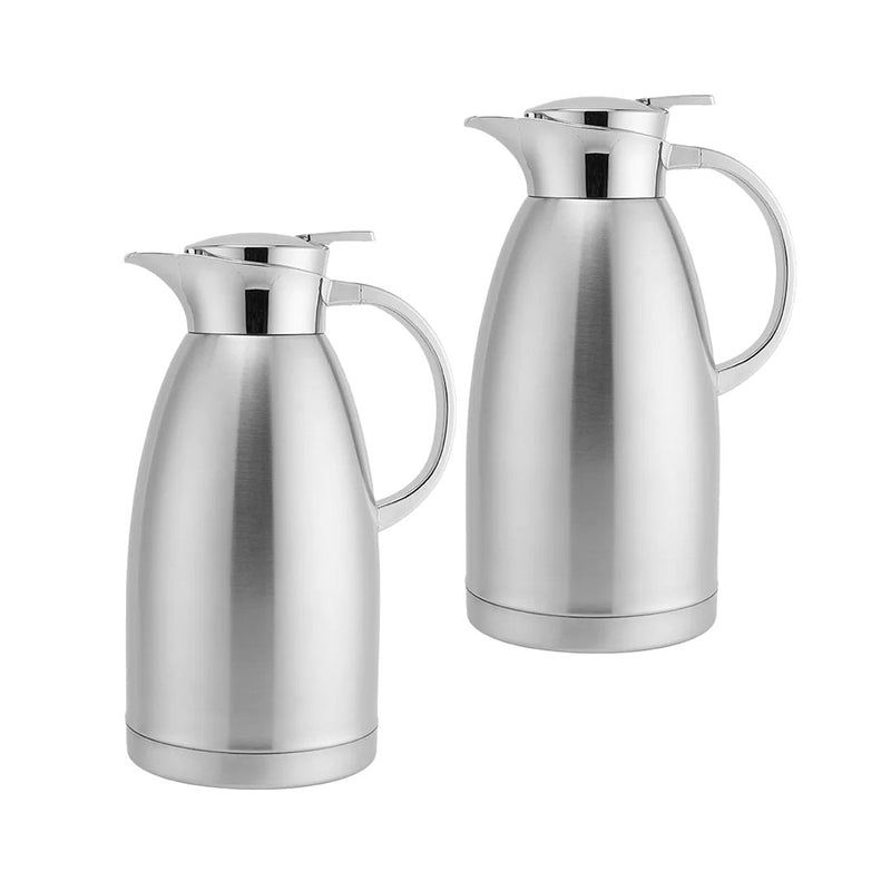 2X 2.3L Stainless Steel Double Wall Vacuum Thermal Flask Silver