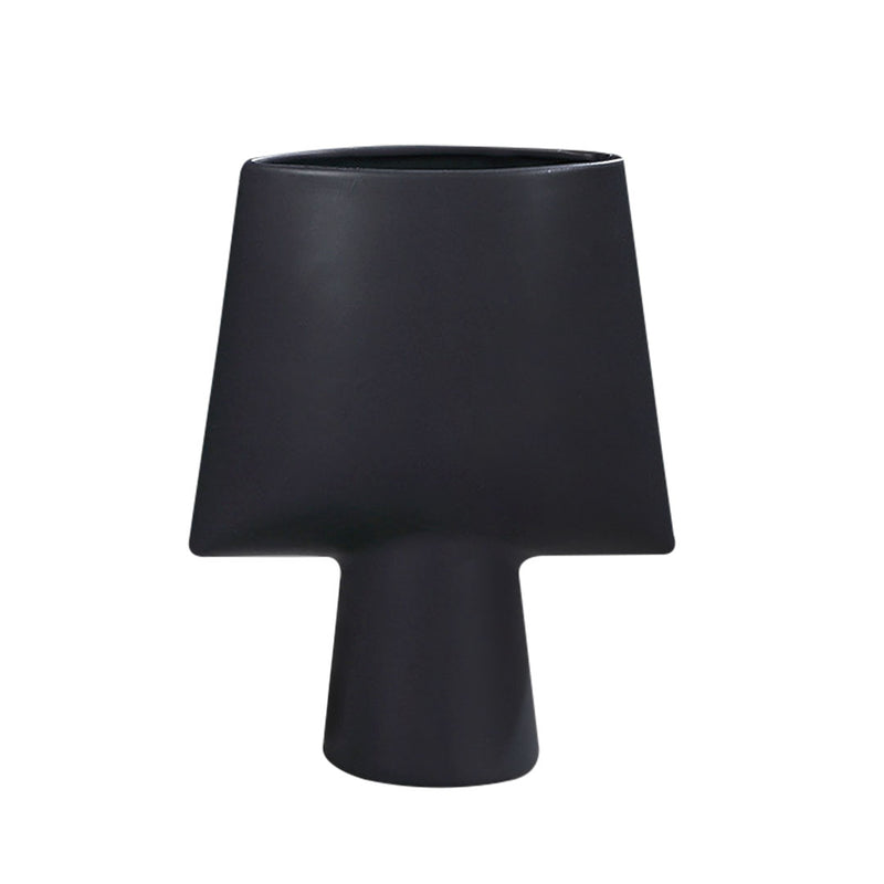 Ceramic Geometric Vase 21x25.5cm Small Black Modern Decorative