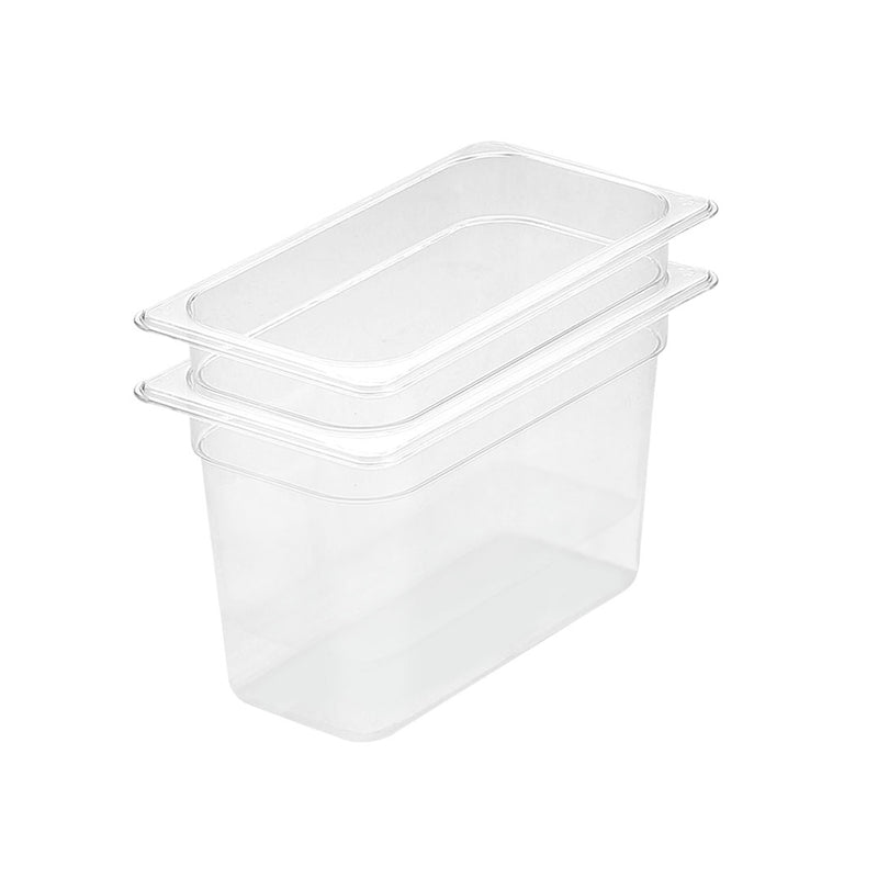200mm Clear Polycarbonate GN 1/3 Pan 32.5x17.5x20cm Transparent Bundle of 2