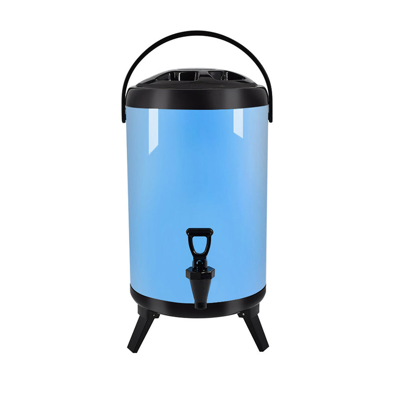 10L Stainless Steel Insulated Beverage Dispenser With Faucet Blue Hot Cold Drink