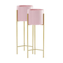 2X 60cm Gold Metal Plant Stand Pink Pot Holder Corner Shelving Rack Indoor Display