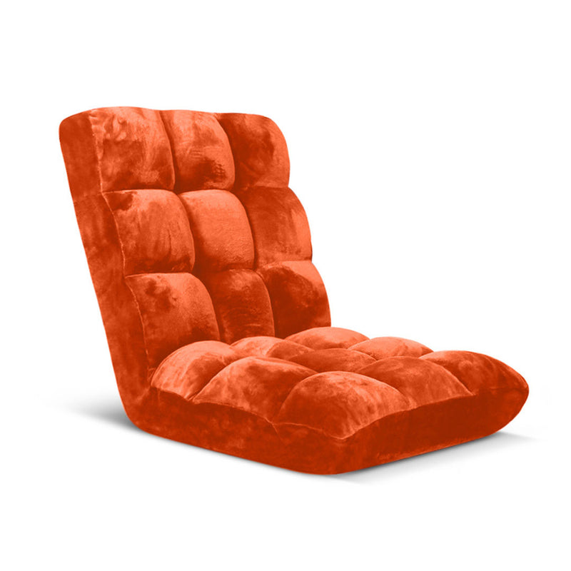 Floor Recliner Cushion Memory Foam 6 Position Folding Chair Orange 100x45x8cm