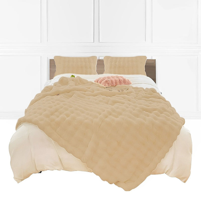 Throw Blanket 160x200cm Coffee Double Layer Rabbit Fur Cozy Comfort Home Decor