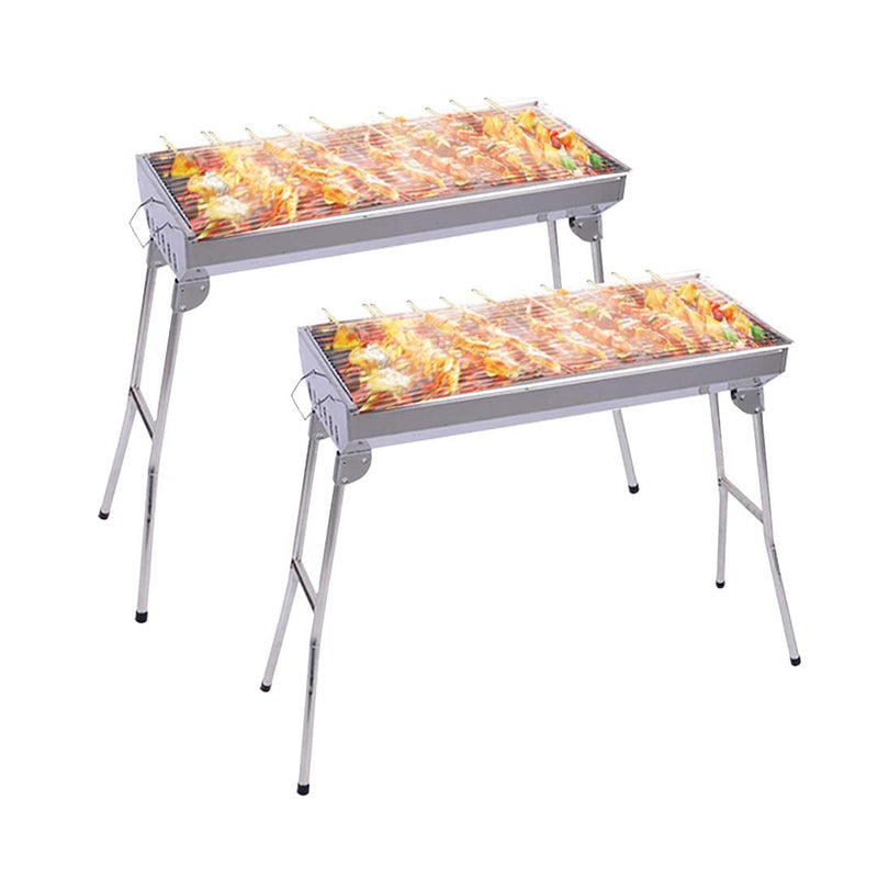 2X Heavy Duty 18/10 Stainless Steel Skewers Charcoal Grill 6 To 8 Person