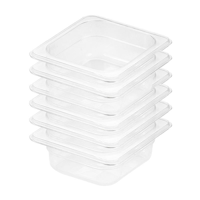 65mm 1/6 Clear Polycarbonate Gastronorm Pan Dishwasher Safe Bundle of 6
