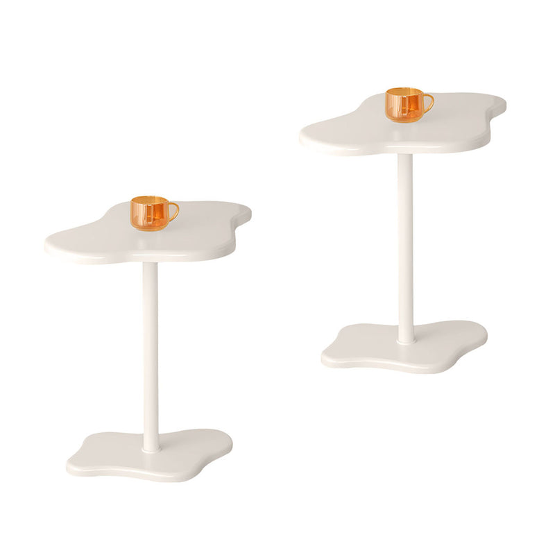 2X White Cloud Shaped Side Table Modern Minimalist Design Durable Accent 42x28cm