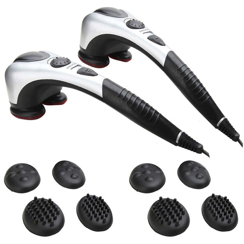 2X Deluxe Handheld Percussion Body Massager Soothing Heat 2 Attachment Sets