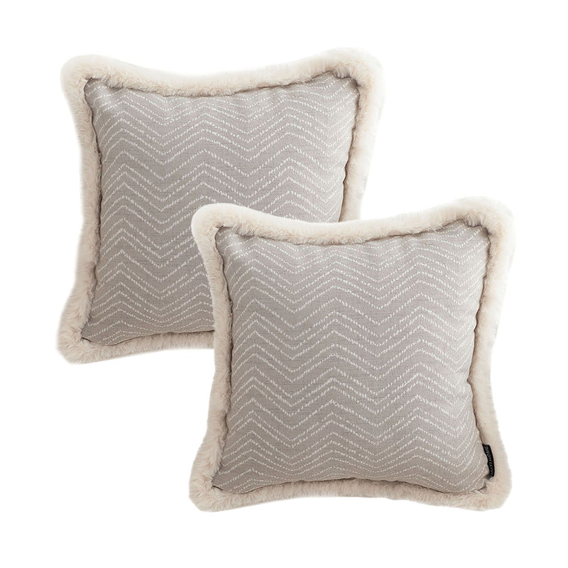 2X 45cm Square Velvet Throw Pillow Cream Plush 15cm Thick