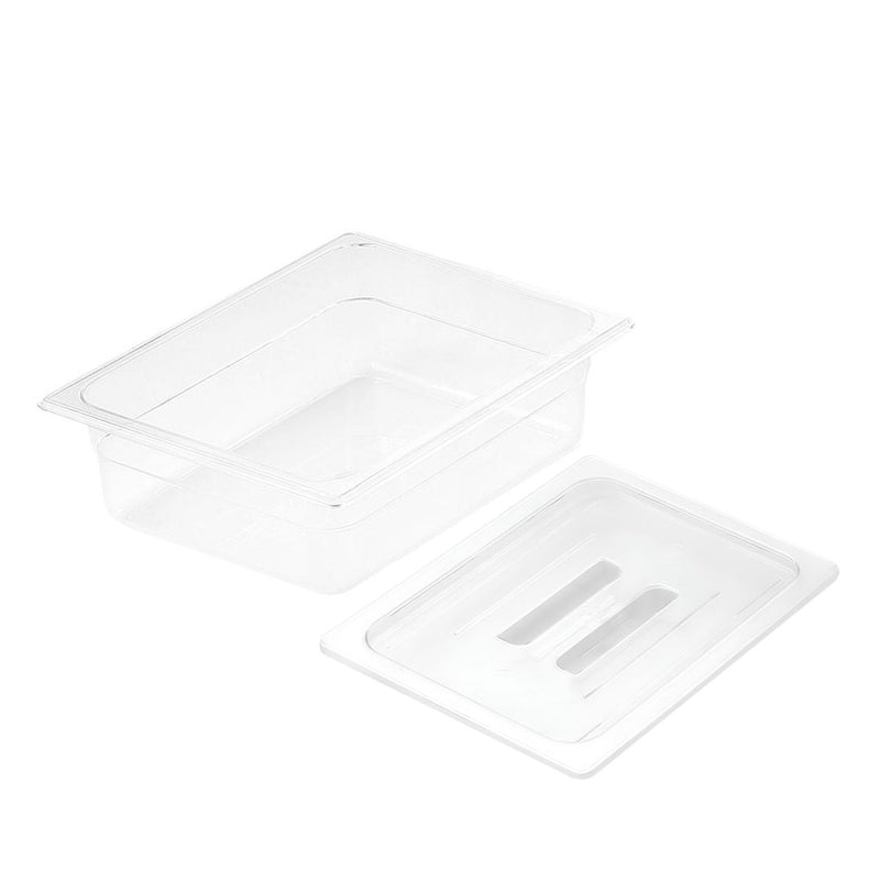 100mm Deep 1/2 Gn Gastronorm Pan Polycarbonate Clear Lid Dishwasher Safe
