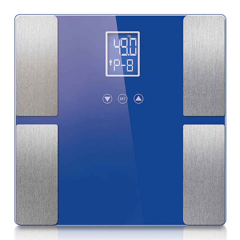 Digital LCD Bathroom Body Fat Scale 180kg Blue High Precision Sensor 8 Users