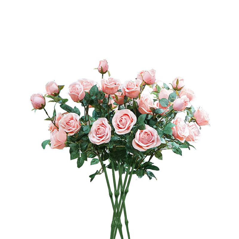 8 Bunch 5 Heads Artificial Silk Rose 90cm Light Pink Bridal Bouquet Centerpiece