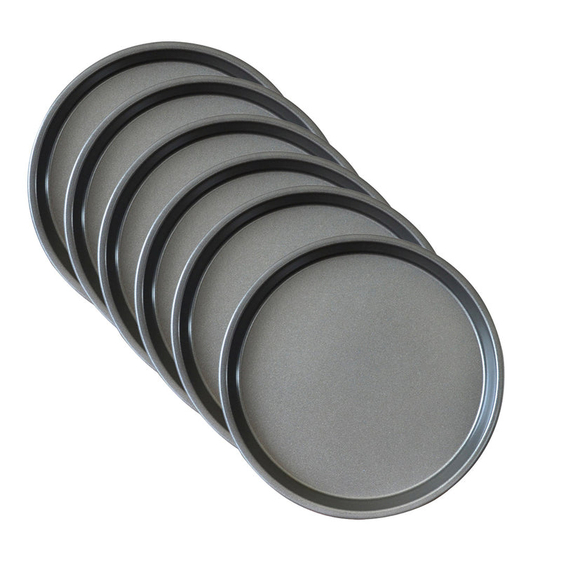 6X 9 Inch Round Non-stick Pizza Tray Black Steel Baking Pan Crispier Crust