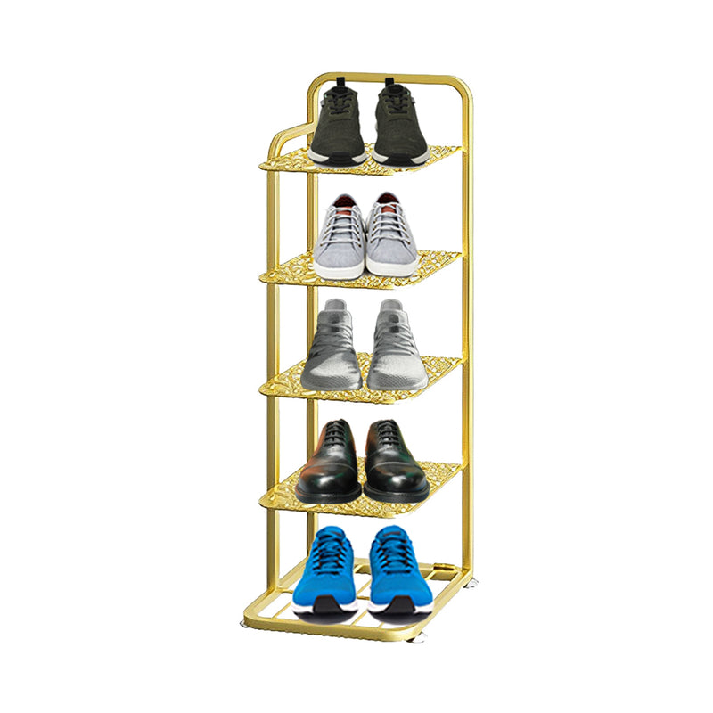 5 Tier Gold Plated Metal Shoe Organizer 28x7x80cm Space Saving Rack