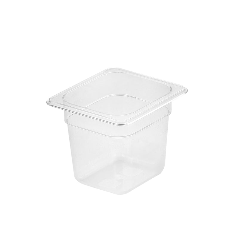150mm Clear Polycarbonate 1/6 Gastronorm Pan Dishwasher Safe