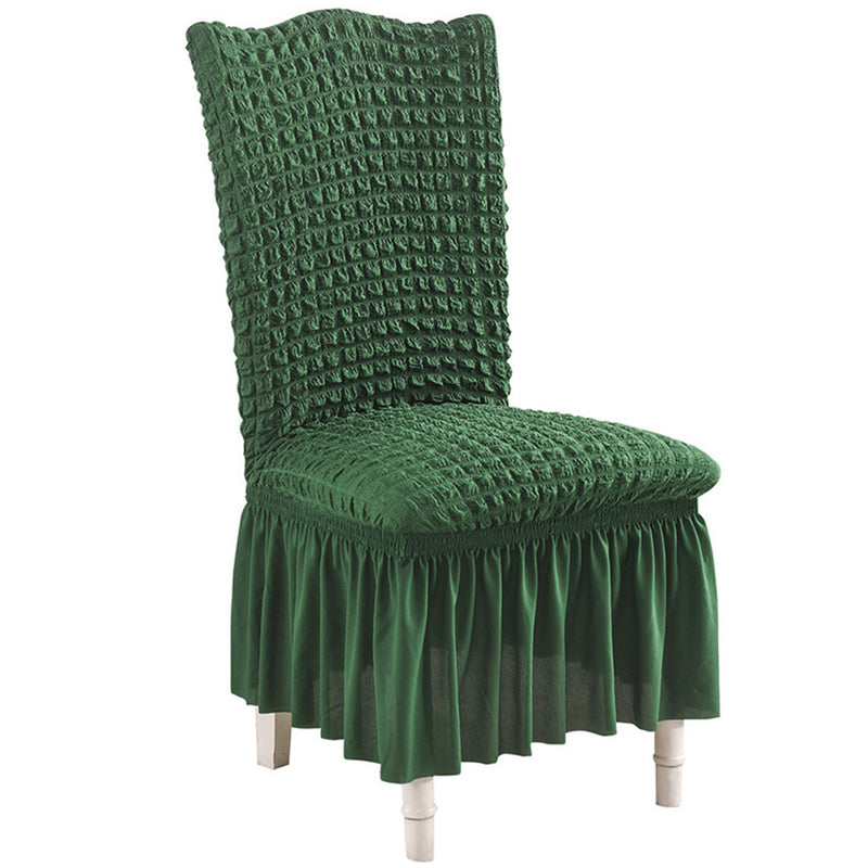 Chair Cover Polyester Dark Green Stretch Ruffle Skirt Fits Back 45 60cm