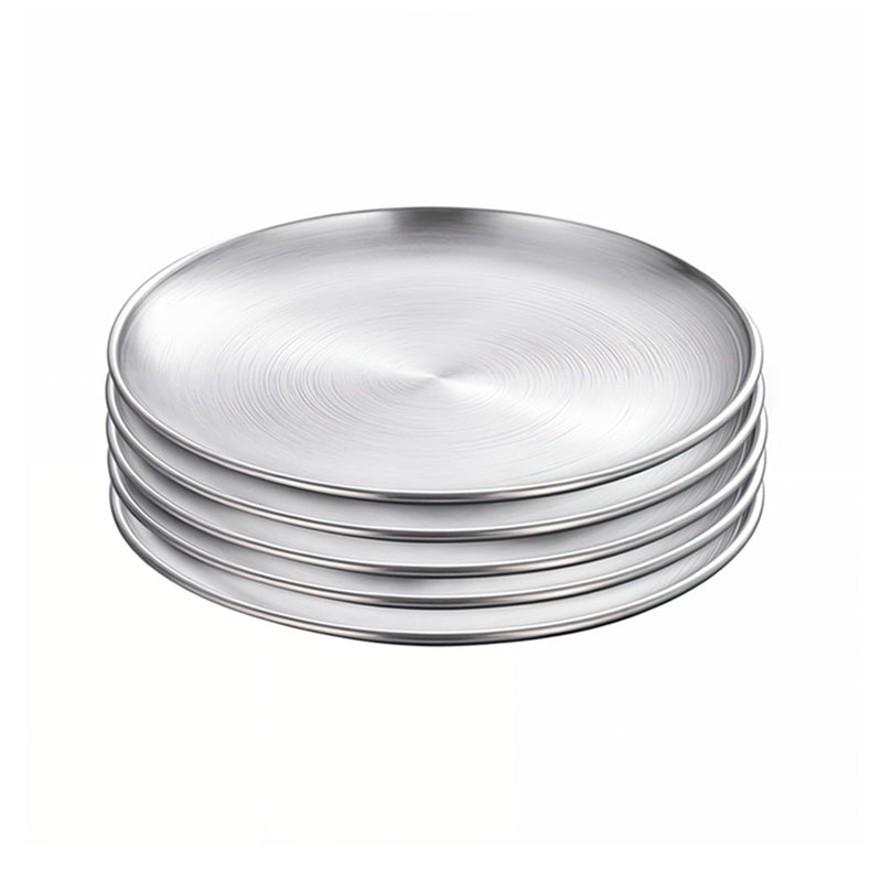 Grilling Plate 30cm Stainless Steel Set Of 5 Nonstick Heat Resistant Silver