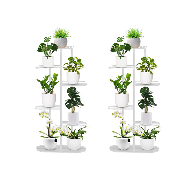2X 6 Tier Metal Plant Stand White 7 Pots Indoor Outdoor Storage Display Rack