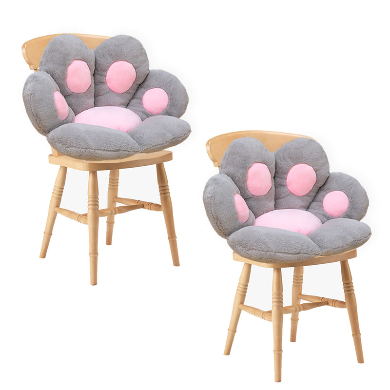 2X Paw Shape Cushion Polypropylene Cotton 80x70x20cm Plush Back Support Grey