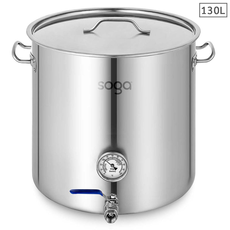 304 Stainless Steel Brewery Pot 130L Triple Bottom Weldless With Beer Valve