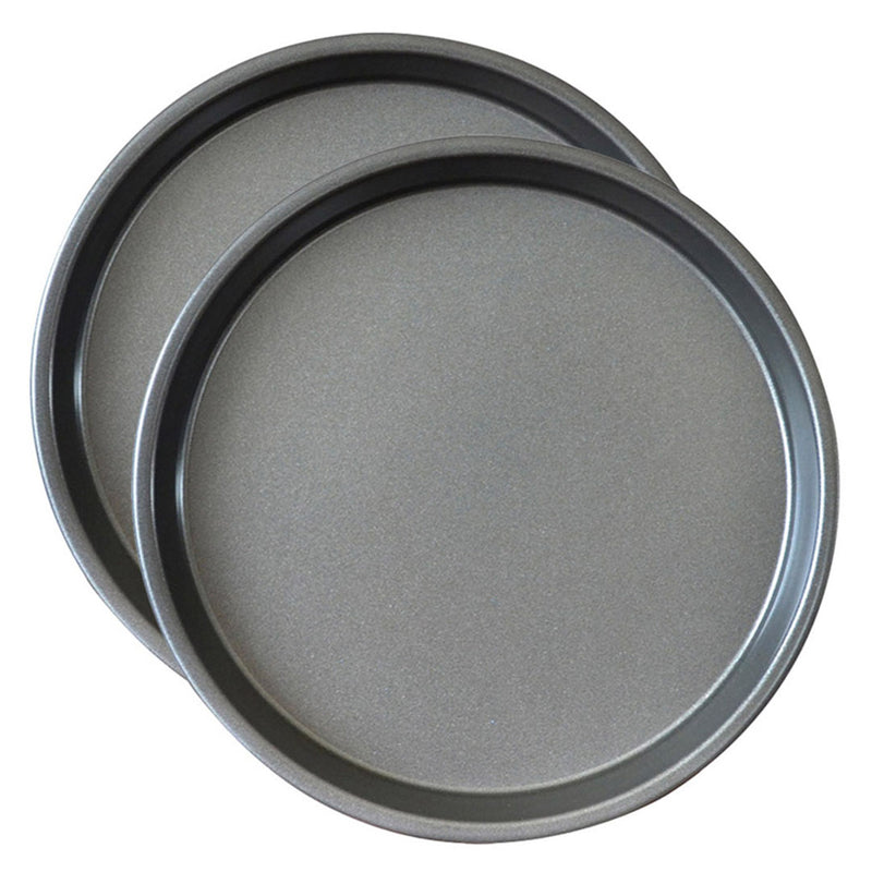 2X 7 Inch Black Steel Non Stick Pizza Tray Oven Baking Pan