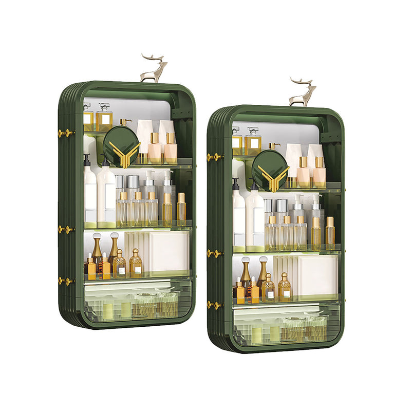 2X Multi Tier Abs Makeup Vanity Organizer Rack 40x12.4x70cm Green