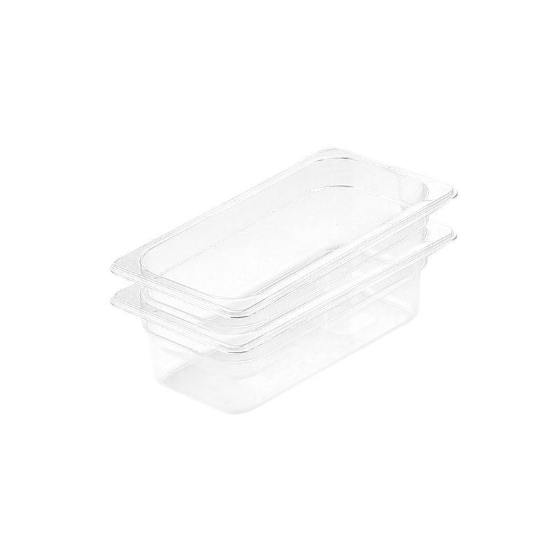 Gastronorm 1/3 Pan 100mm Polycarbonate Clear Dishwasher Safe Bundle of 2