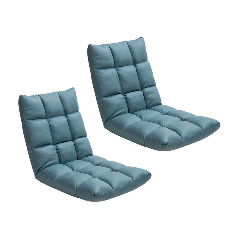 2X Floor Recliner Air Leather 106x46x10cm 5 Position Adjustable Backrest Green