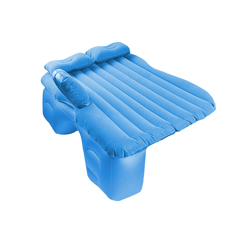 Inflatable Car Mattress Blue Stripe PVC Portable Camping Bed With Pump 132x80cm