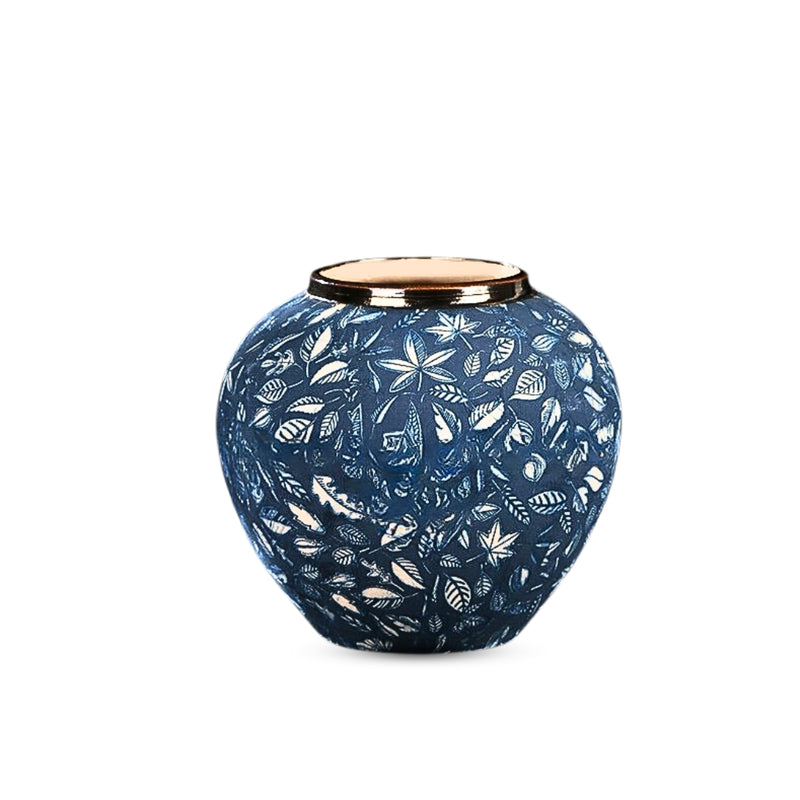 Small Blue Ceramic Flower Vase Elegant 21x22cm Home Decor Accent Piece