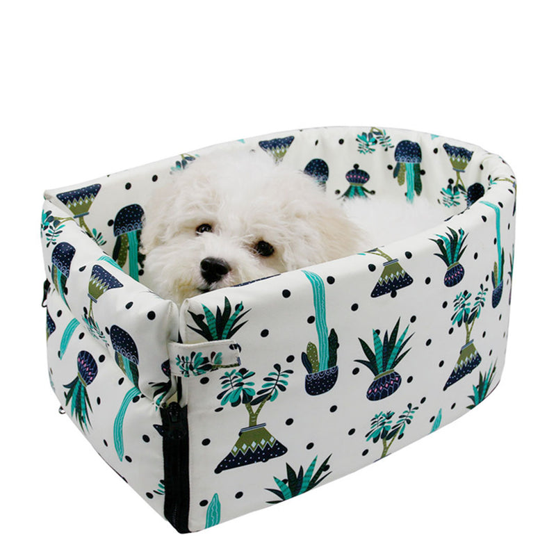 Car Console Pet Travel Bed Dog Kennel Portable Waterproof White 42x23x24cm