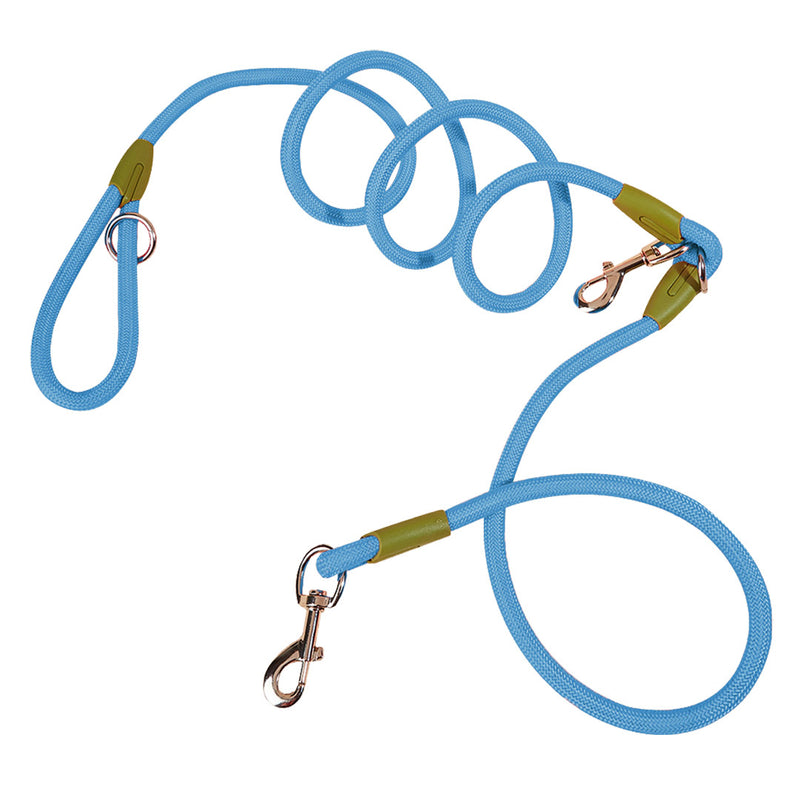 220cm Polyester Rope Double Ended Hands Free Leash Blue For Dogs Puppies Cats