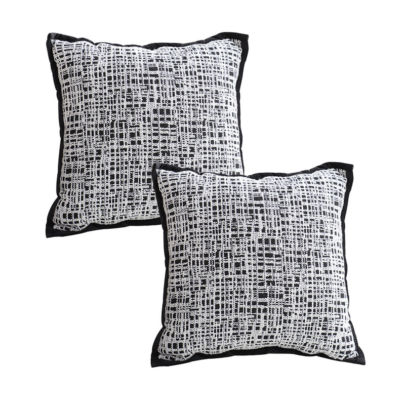 2X Velvet Leopard Print Square Throw Pillow 45cm Black White Grid Soft Modern